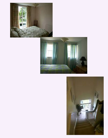 images of top floor stairs and bedroom